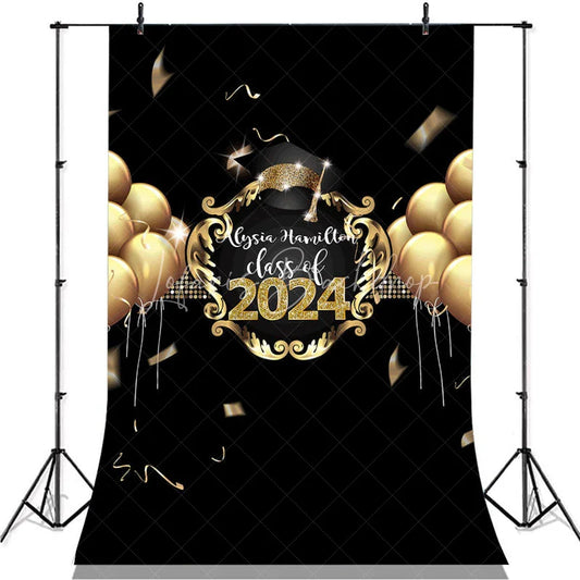 Lofaris Gold Ballons And Black Class Of 2022 Party Backdrop