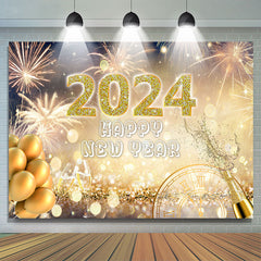 Lofaris Gold Balloon And Sparks Happy 2023 New Year Backdrop