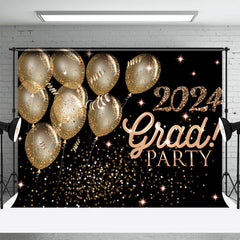 Lofaris Gold Balloons Black Happpy 2024 Grad Party Backdrop