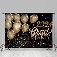 Lofaris Gold Balloons Black Happpy 2024 Grad Party Backdrop
