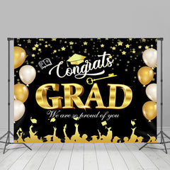 Lofaris Gold Beige Balloon Stars Bokeh Graduation Backdrop