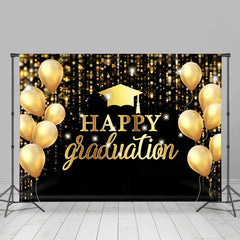 Lofaris Gold Black Balloon Happpy Graduation Party Backdrop