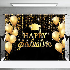 Lofaris Gold Black Balloon Happpy Graduation Party Backdrop