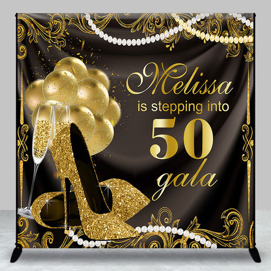 Lofaris Gold Black Heels Pearl Custom 50th Birthday Backdrop