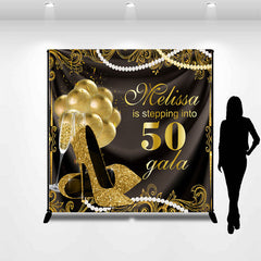 Lofaris Gold Black Heels Pearl Custom 50th Birthday Backdrop