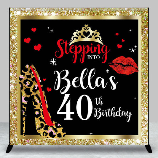 Lofaris Gold Black Stepping Into Custom Birthday Backdrop