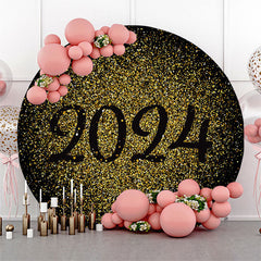 Lofaris Gold Black Theme Happy New Year Round Backdrop For Party