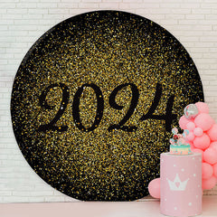 Lofaris Gold Black Theme Happy New Year Round Backdrop For Party