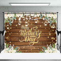 Lofaris Gold Boho Floral Wooden Happy Mothers Day Backdrop