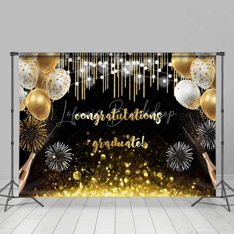Lofaris Gold Bokeh Ballons Congratulations Graduate Backdorp