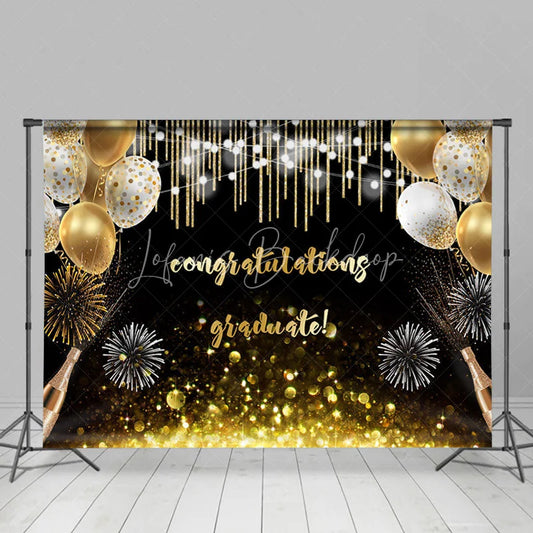 Lofaris Gold Bokeh Ballons Congratulations Graduate Backdorp
