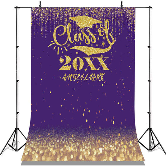 Lofaris Personalized Gold Bokeh Glitter Purple Grad Backdrop