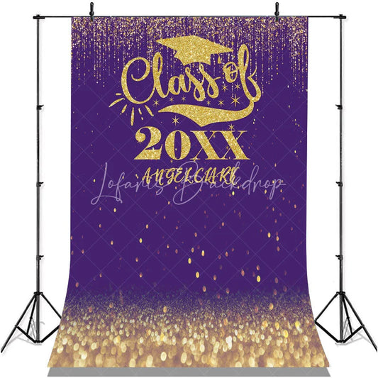 Lofaris Personalized Gold Bokeh Glitter Purple Grad Backdrop