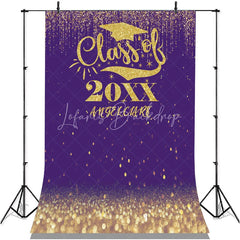 Lofaris Personalized Gold Bokeh Glitter Purple Grad Backdrop