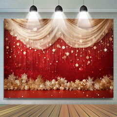 Lofaris Gold Christmas Snowflake Curtain Red Wall Backdrop