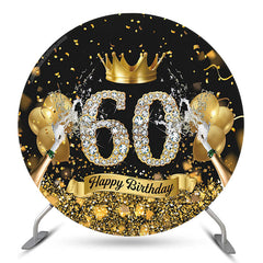 Lofaris Gold Crown Champagne Round 60th Birthday Backdrop