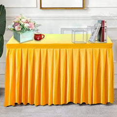 Lofaris Gold Fitted Velvet Rectangle Table Skirts Cover