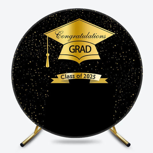 Lofaris Gold Glitter And Black Class Of 2025 Graduation Backdrop
