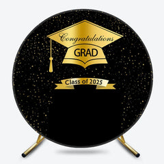 Lofaris Gold Glitter And Black Class Of 2025 Graduation Backdrop