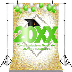 Lofaris Gold Glitter And Green Ballons 2022 Graduations Backdrop
