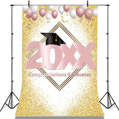 Lofaris Gold Glitter And Pink 2022 Congratulatios Grad Backdrop
