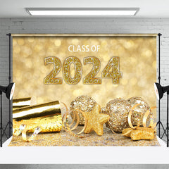Lofaris Gold Glitter Bauble Bokeh 2024 Graduation Backdrop