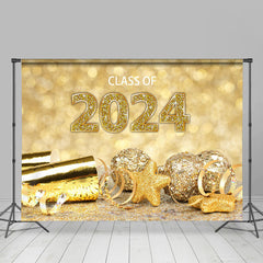 Lofaris Gold Glitter Bauble Bokeh 2024 Graduation Backdrop
