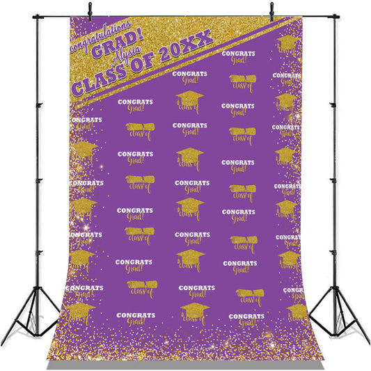 Lofaris Gold Glitter Blue Congratulation 2022 Grad Backdrop