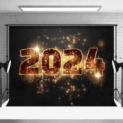 Lofaris Gold Glitter Bokeh 2024 Happy New Year Backdrop