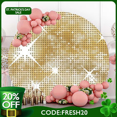 (Ship In 24HR) Gold Glitter Bokeh Round Birthday Backdrop For Girl