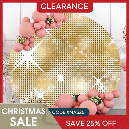 (Ship In 24HR) Gold Glitter Bokeh Round Birthday Backdrop For Girl