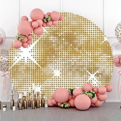 (Ship In 24HR) Gold Glitter Bokeh Round Birthday Backdrop For Girl