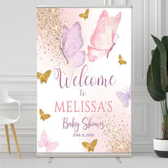 Lofaris Gold Glitter Butterfly Welcome Sign For Baby Shower