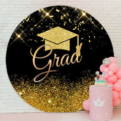 Lofaris Gold Glitter Cap Round Graduation Backdrop Cover