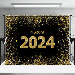 Lofaris Gold Glitter Class Of 2024 Backdrop For Graduation