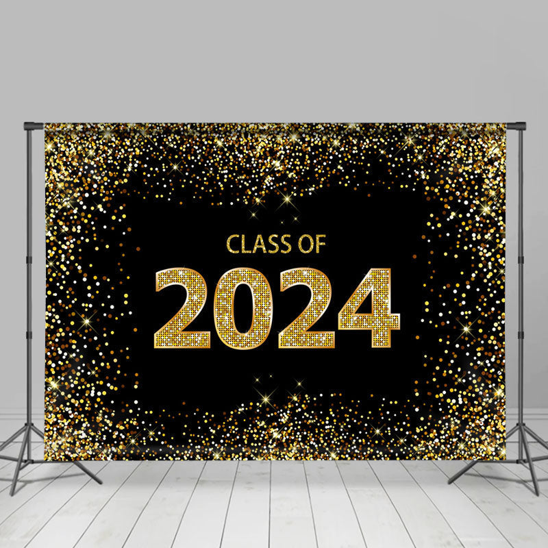 Lofaris Gold Glitter Class Of 2024 Backdrop For Graduation