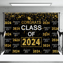 Lofaris Gold Glitter Congrats Class Of 2024 Black Backdorp