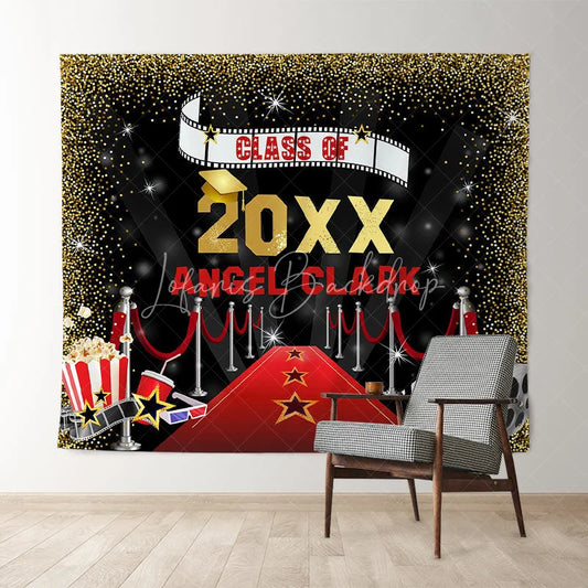 Lofaris Gold Glitter Red Carpet Black Class Of 2022 Backdrop