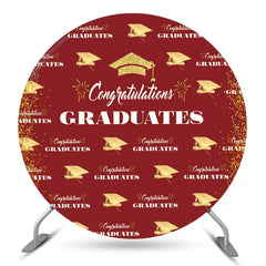 Lofaris Gold Glitter Red Round Graduation Backdrop Cover