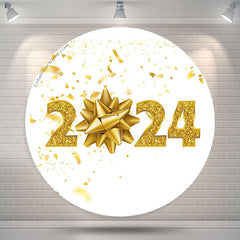 Lofaris Gold Glitter Round New Year Party Backdrop Decoration
