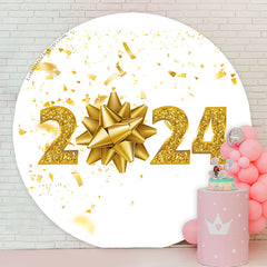 Lofaris Gold Glitter Round New Year Party Backdrop Decoration