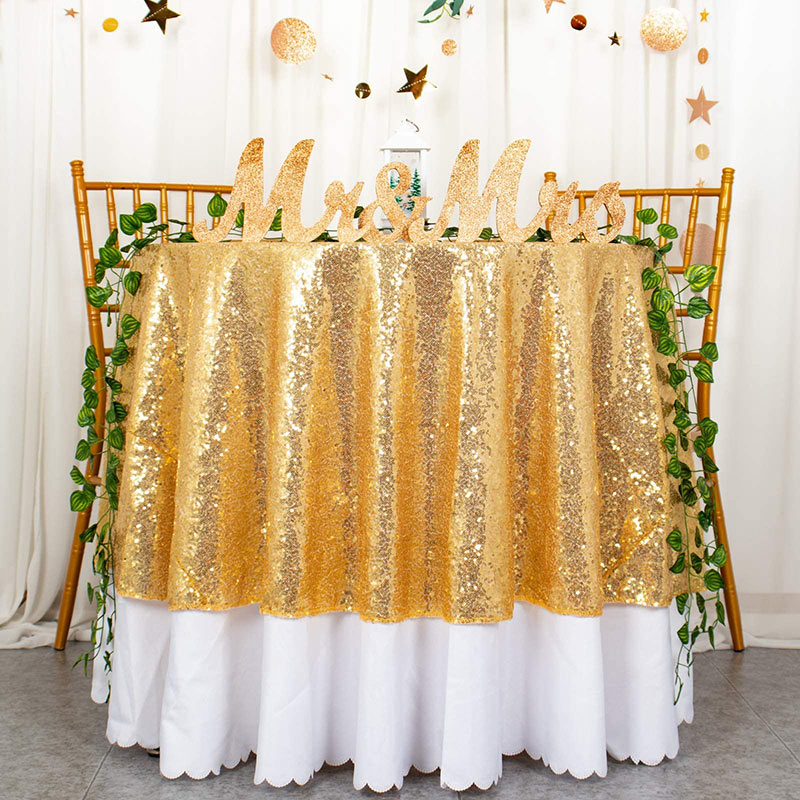 Lofaris Gold Glitter Sequin Party Banquet Round Table Cover