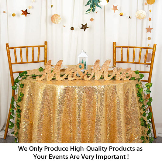 Lofaris Gold Glitter Sequin Party Banquet Round Table Cover