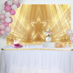 Lofaris Gold Glitter Star Simple Backdrop for Birthday Party