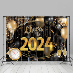 Lofaris Gold Glitter With Ballon Cheers To 2023 Party Backdrop