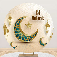Lofaris Gold Green Moon Lantern Round Eid Mubarak Backdrop