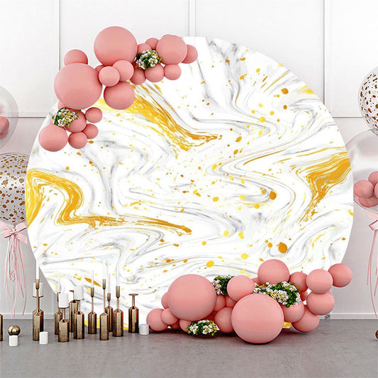 Lofaris Gold Grey Abstract Marble Round Birthday Backdrop