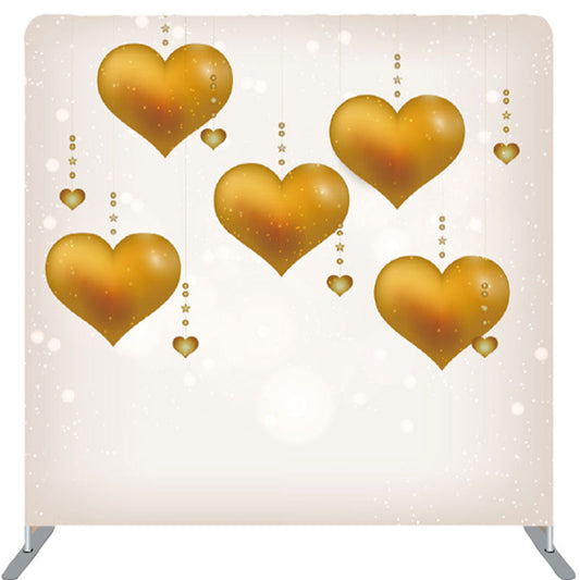 Lofaris Gold Heart Bokeh Beige Fabric Party Backdrop Cover