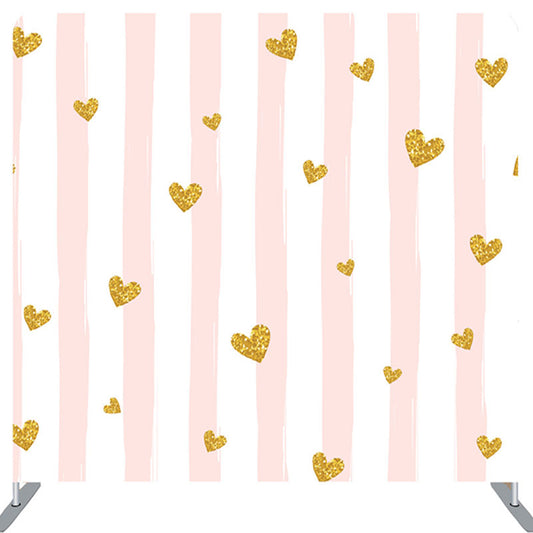 Lofaris Gold Heart Glitter Pink White Party Backdrop Cover