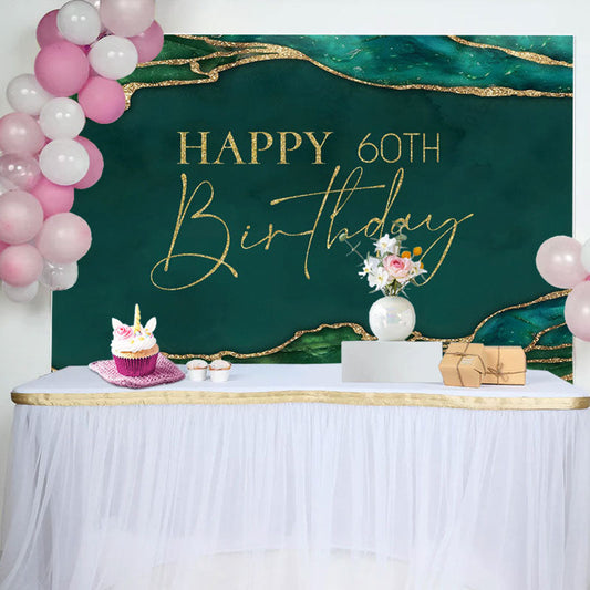 Lofaris Gold Letters Emerald Green 60th Birthday Backdrop